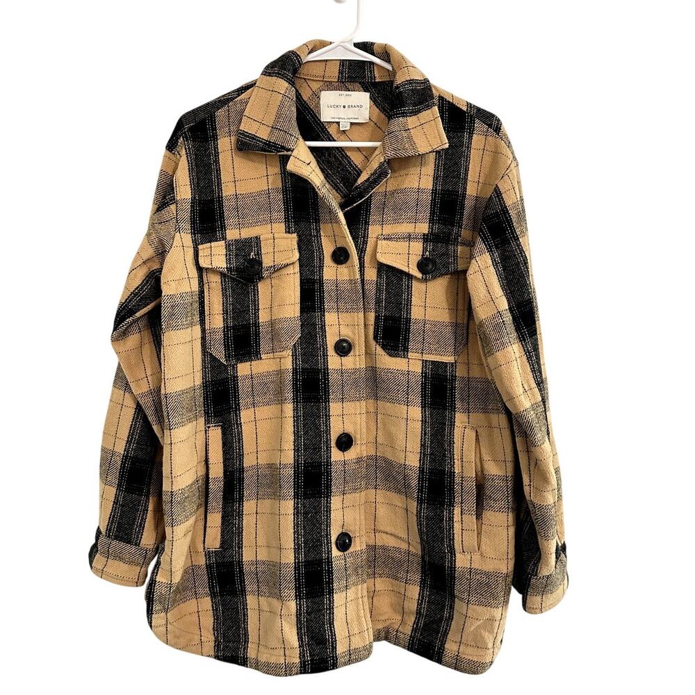 LUCKY BRAND Oversized Plaid Shacket Size XS Casual Preppy Indie Grunge Western